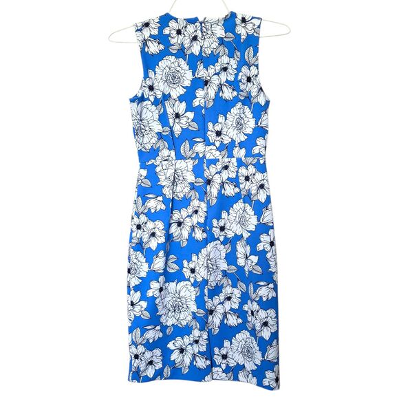 Banana Republic Blue White Floral Sleeveless Sheath Dress Size 0 - Picture 8 of 8